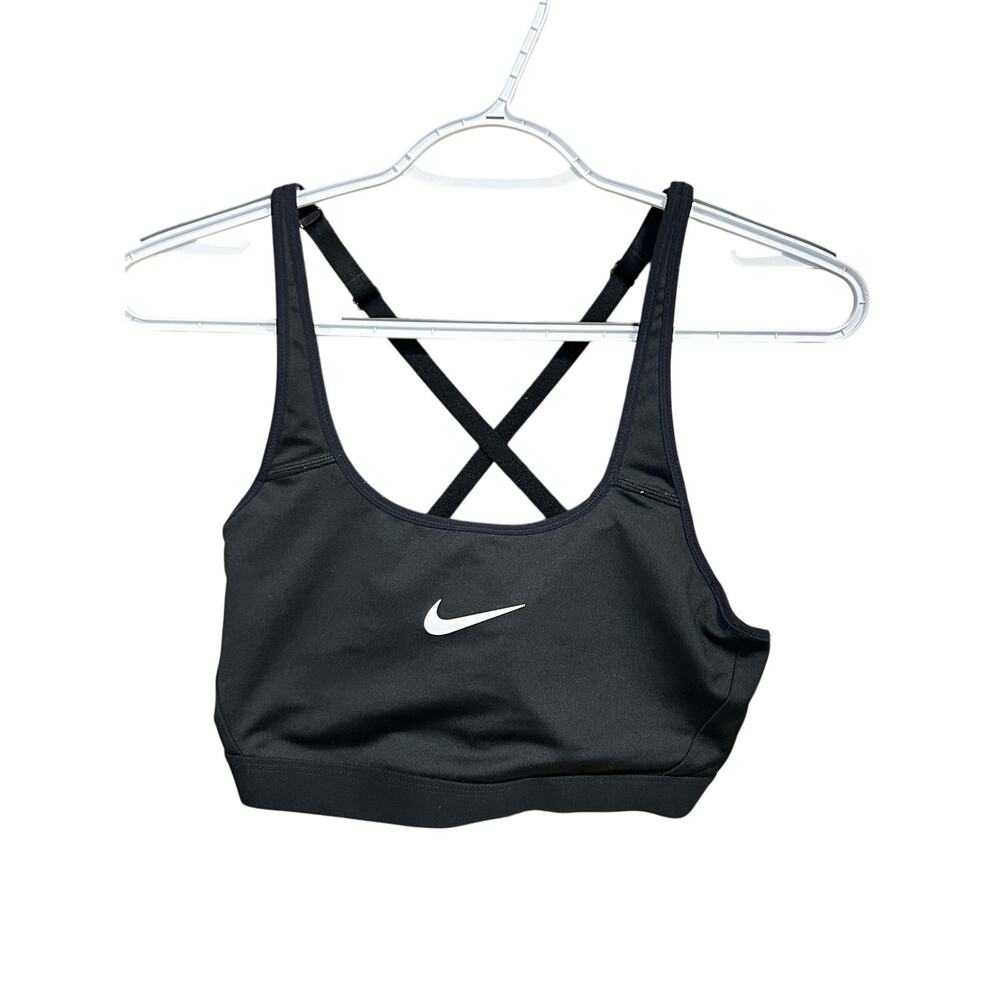 Nike Dri-FIT Women’s Sports Bra Size Medium Black Criss Cross Adjustable Straps